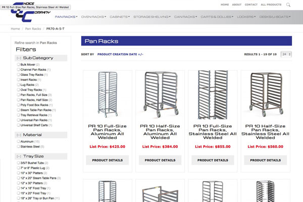 Choice Equipment Product Category Page